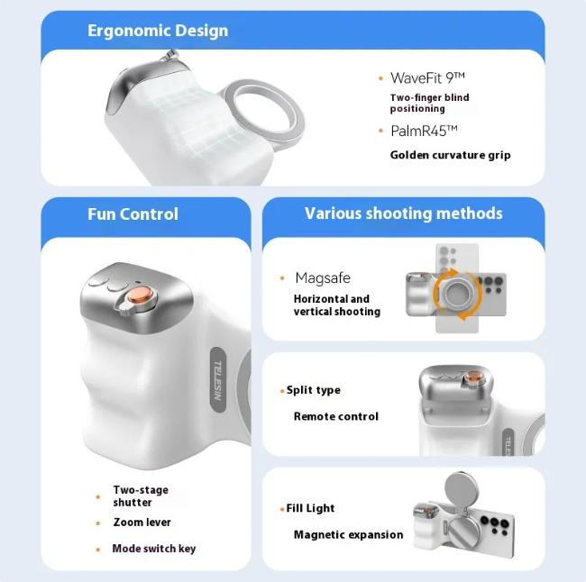 MagSafe Bluetooth Camera Controller – Aluminum Alloy Phone Photography Grip
