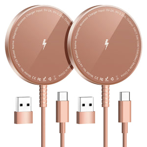 Magnetic Wireless Charger for iPhone Fast Charging Pad 2 Pack Compatible with iPhone 16 15 14 13 12 Pro Max Plus & Airpods 2 3 Pro (No Adapter)