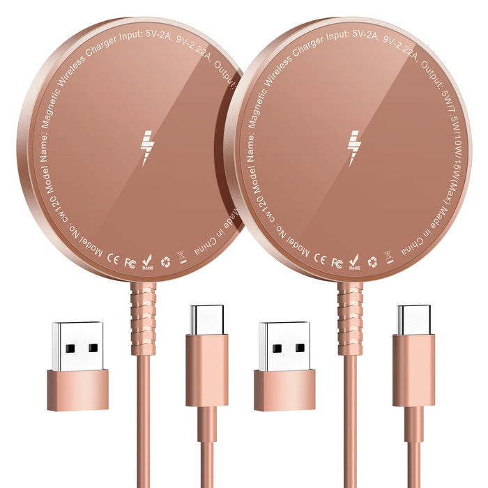 Magnetic Wireless Charger for iPhone Fast Charging Pad 2 Pack Compatible with iPhone 16 15 14 13 12 Pro Max Plus & Airpods 2 3 Pro (No Adapter)