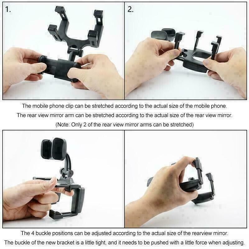 Car Rear View Mirror Phone Holder 360° Rotation Universal Mount Stand Clip Clamp