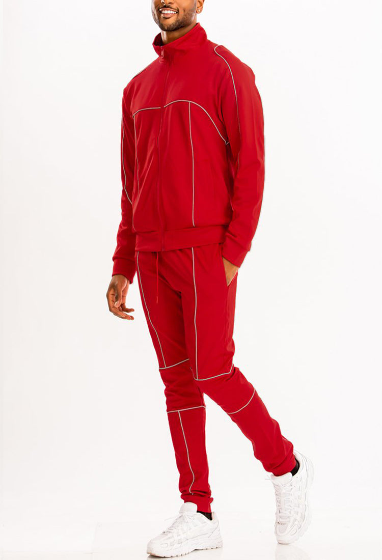 3M Reflective Pipe Track Set | Men's Streetwear Tracksuit | Reflective Jogger Outfit