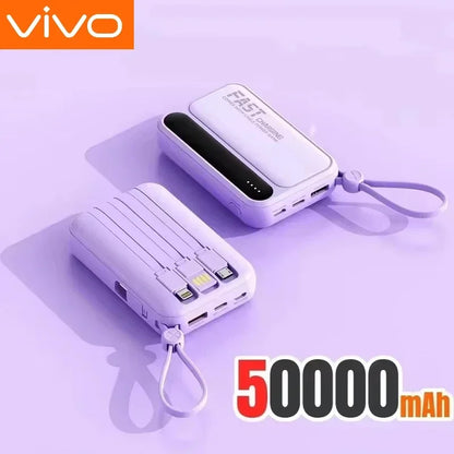 Power Bank with Built-in Cables – 30000mAh 50000mAh 120W Fast Charging Portable Charger for iPhone Samsung Huawei | 4-in-1 External Battery Pack 2026