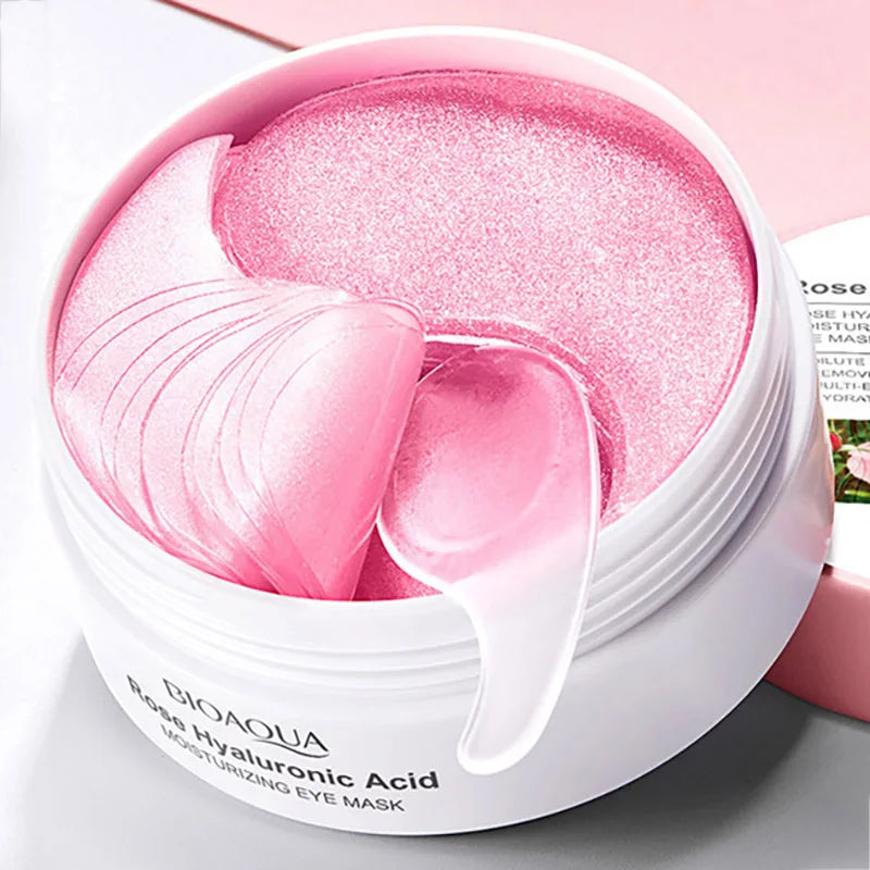Rose Hyaluronic Acid Eye Patches for Dark Circles & Puffiness – BIOAQUA Moisturizing Anti-Aging Under Eye Mask (60pcs)