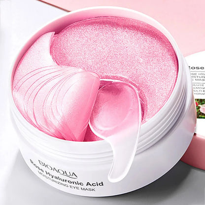 Rose Hyaluronic Acid Eye Patches for Dark Circles & Puffiness – BIOAQUA Moisturizing Anti-Aging Under Eye Mask (60pcs)