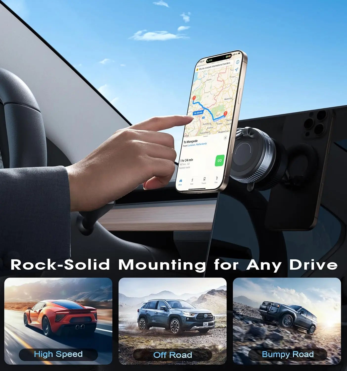 Magnetic Car Phone Mount 360° – Foldable Windshield Dashboard Holder | Strong Suction | iPhone & Android