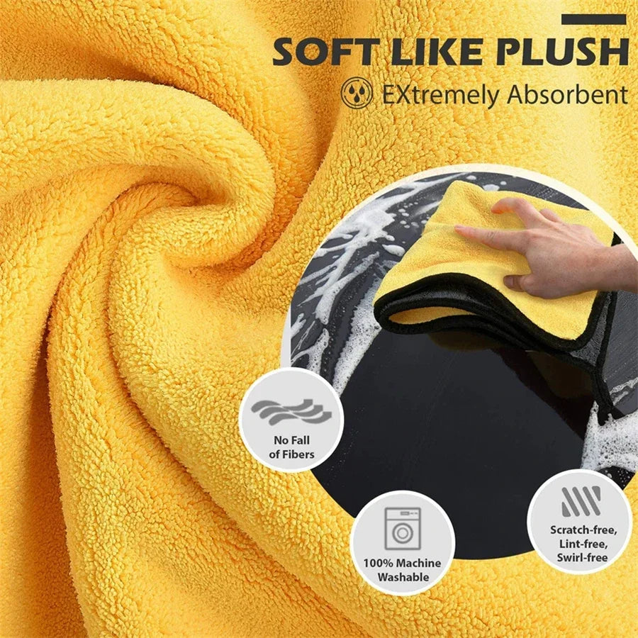 1/2/3/6/10pcs 30X60cm Microfiber Car Cleaning Towels Soft Quick Drying high absorbency paint safe