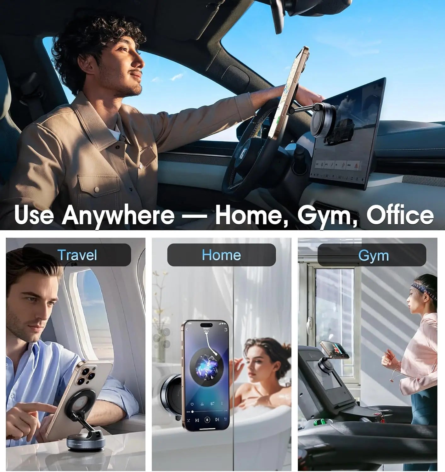 Magnetic Car Phone Mount 360° – Foldable Windshield Dashboard Holder | Strong Suction | iPhone & Android