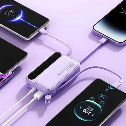Power Bank with Built-in Cables – 30000mAh 50000mAh 120W Fast Charging Portable Charger for iPhone Samsung Huawei | 4-in-1 External Battery Pack 2026