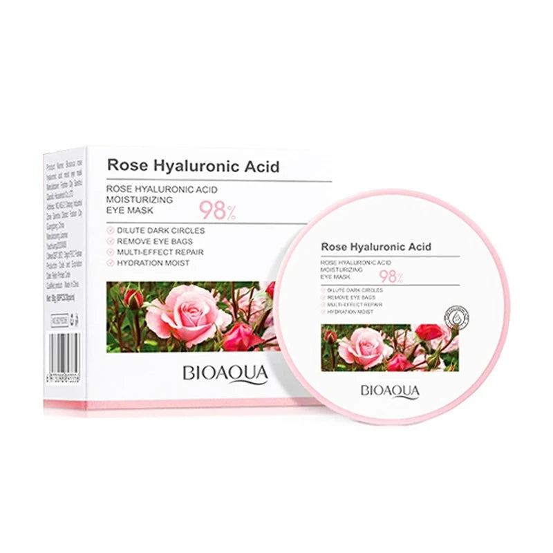 Rose Hyaluronic Acid Eye Patches for Dark Circles & Puffiness – BIOAQUA Moisturizing Anti-Aging Under Eye Mask (60pcs)