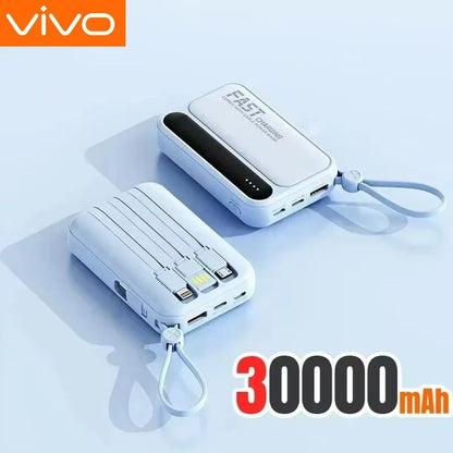 Power Bank with Built-in Cables – 30000mAh 50000mAh 120W Fast Charging Portable Charger for iPhone Samsung Huawei | 4-in-1 External Battery Pack 2026