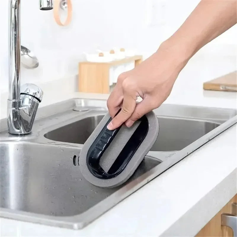 Reusable Emery Magic Sponge – Kitchen Pot Brush with Handle