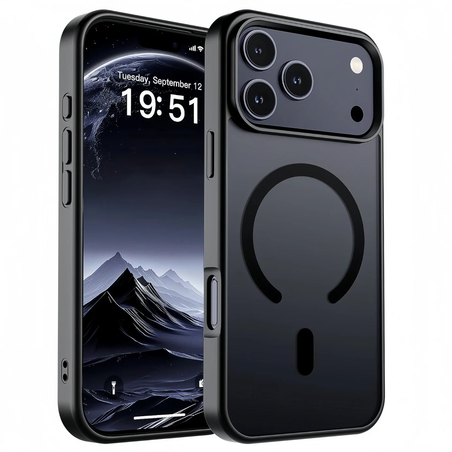 Magnetic iPhone 17 Case | Translucent Matte MagSafe-Compatible Shockproof Cover for iPhone 17 Pro Max / 17 / 17e / Air – Black