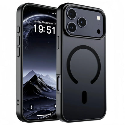 Magnetic iPhone 17 Case | Translucent Matte MagSafe-Compatible Shockproof Cover for iPhone 17 Pro Max / 17 / 17e / Air – Black