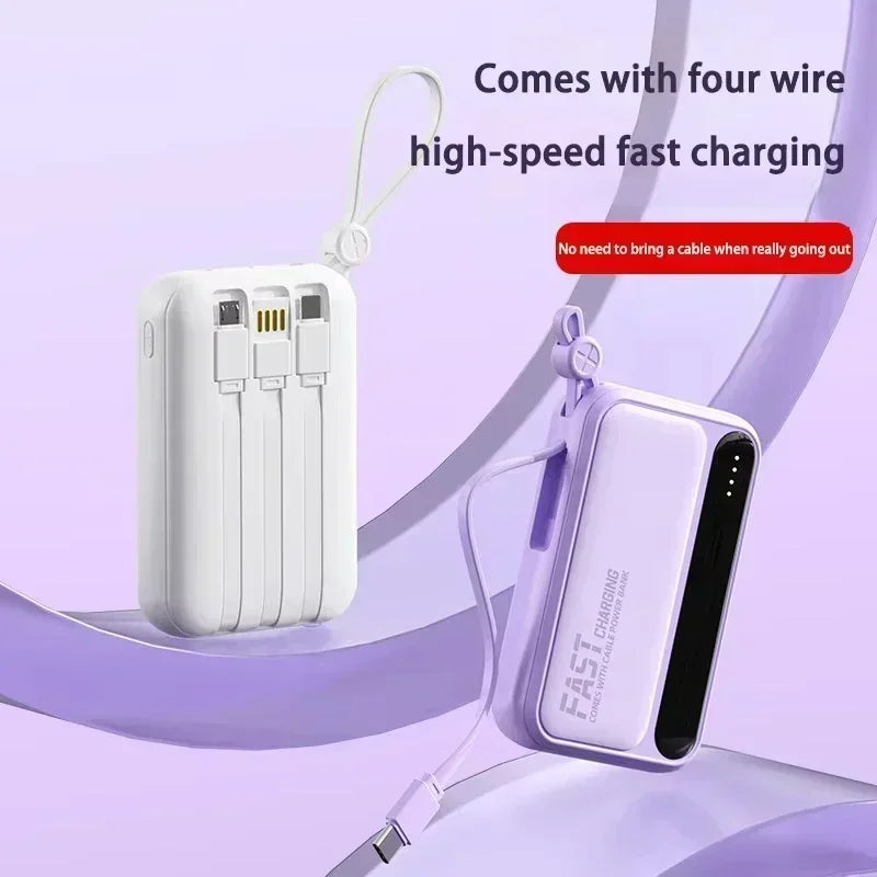 Power Bank with Built-in Cables – 30000mAh 50000mAh 120W Fast Charging Portable Charger for iPhone Samsung Huawei | 4-in-1 External Battery Pack 2026