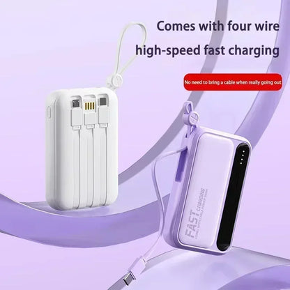Power Bank with Built-in Cables – 30000mAh 50000mAh 120W Fast Charging Portable Charger for iPhone Samsung Huawei | 4-in-1 External Battery Pack 2026