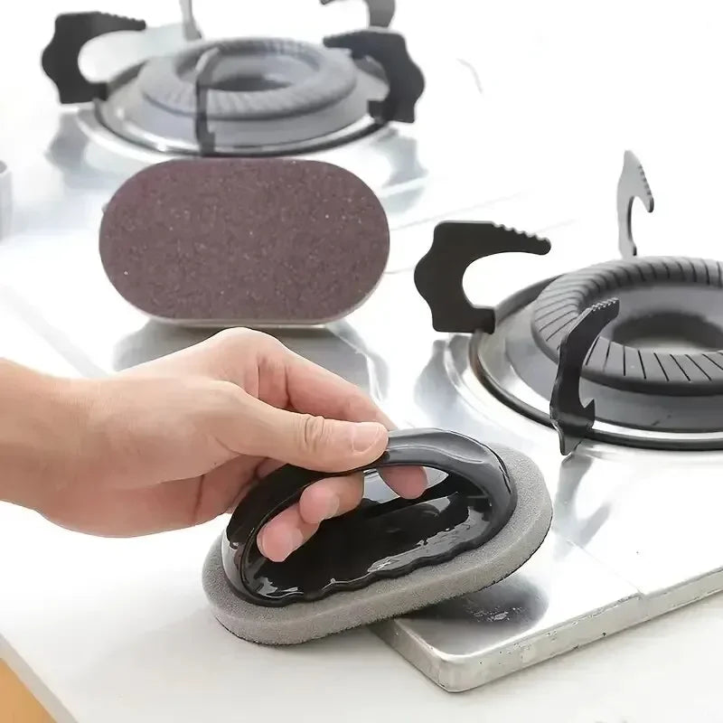Reusable Emery Magic Sponge – Kitchen Pot Brush with Handle