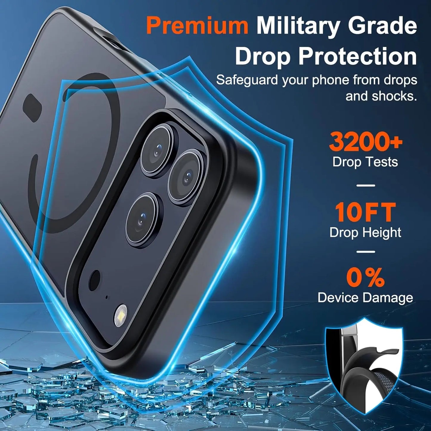Magnetic iPhone 17 Case | Translucent Matte MagSafe-Compatible Shockproof Cover for iPhone 17 Pro Max / 17 / 17e / Air – Black