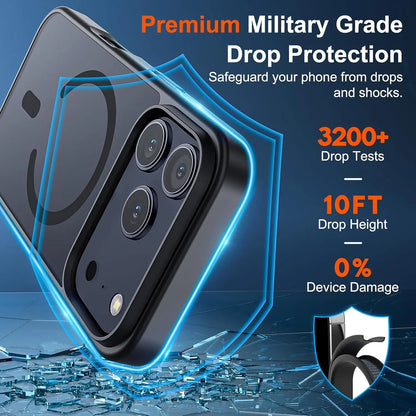 Magnetic iPhone 17 Case | Translucent Matte MagSafe-Compatible Shockproof Cover for iPhone 17 Pro Max / 17 / 17e / Air – Black