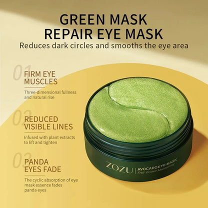Collagen Eye Patches for Dark Circles & Puffiness – Avocado 24K Gold Hyaluronic Acid Eye Mask (60/120pcs)
