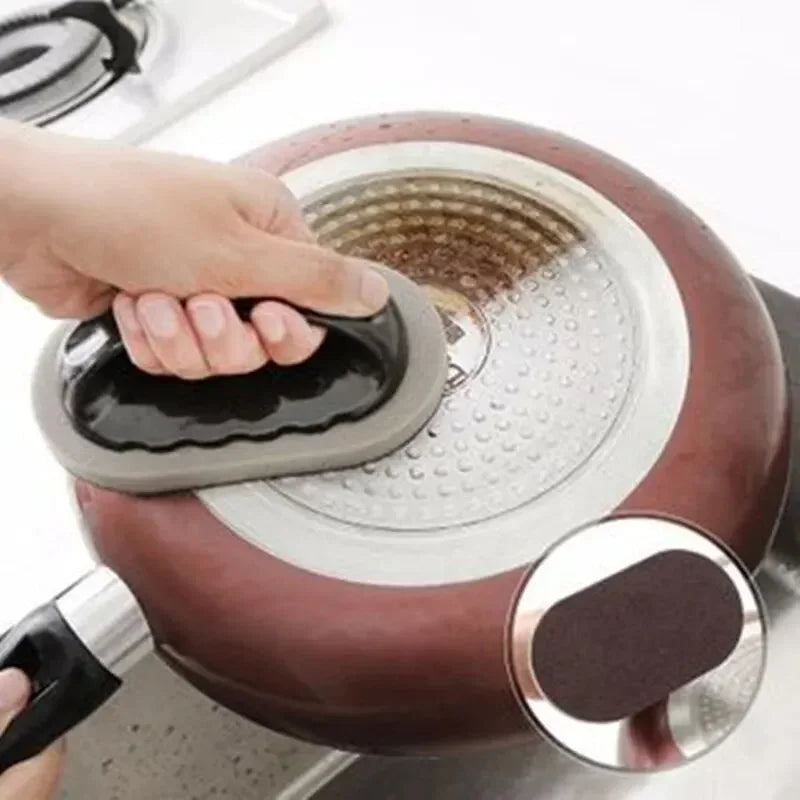 Reusable Emery Magic Sponge – Kitchen Pot Brush with Handle
