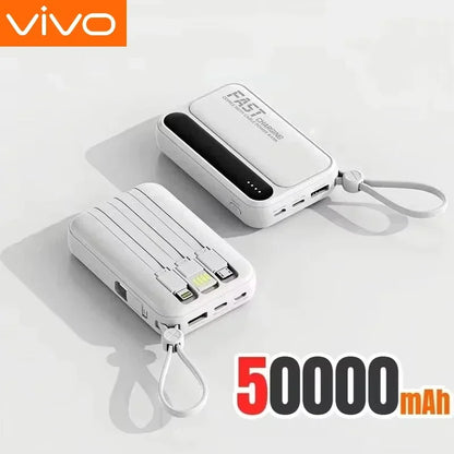 Power Bank with Built-in Cables – 30000mAh 50000mAh 120W Fast Charging Portable Charger for iPhone Samsung Huawei | 4-in-1 External Battery Pack 2026