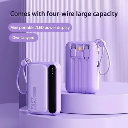 Power Bank with Built-in Cables – 30000mAh 50000mAh 120W Fast Charging Portable Charger for iPhone Samsung Huawei | 4-in-1 External Battery Pack 2026