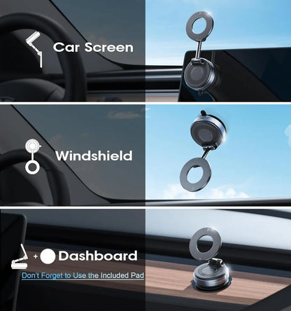 Magnetic Car Phone Mount 360° – Foldable Windshield Dashboard Holder | Strong Suction | iPhone & Android