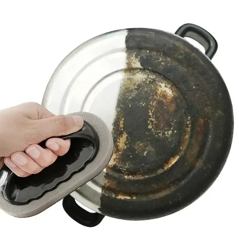Reusable Emery Magic Sponge – Kitchen Pot Brush with Handle