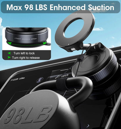Magnetic Car Phone Mount 360° – Foldable Windshield Dashboard Holder | Strong Suction | iPhone & Android