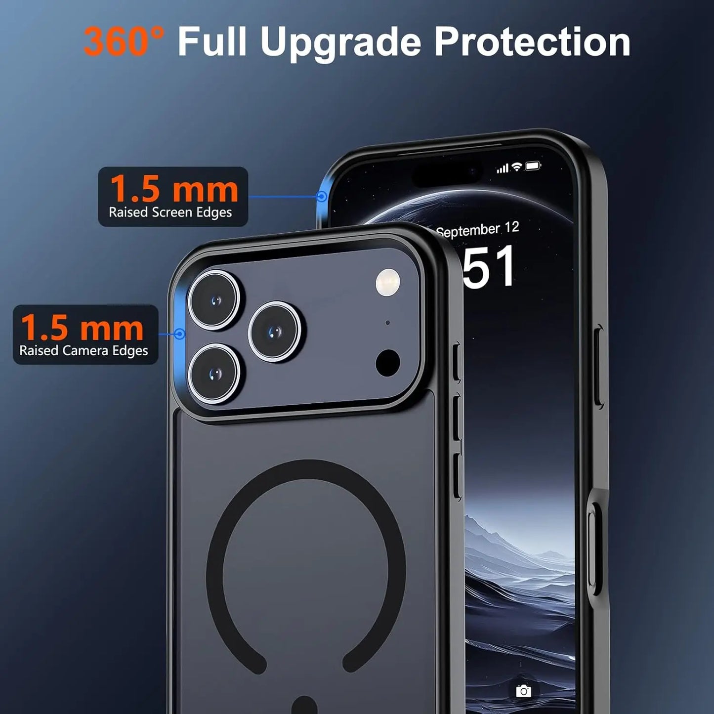Magnetic iPhone 17 Case | Translucent Matte MagSafe-Compatible Shockproof Cover for iPhone 17 Pro Max / 17 / 17e / Air – Black