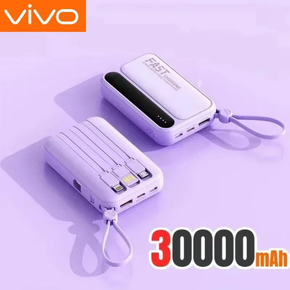 Power Bank with Built-in Cables – 30000mAh 50000mAh 120W Fast Charging Portable Charger for iPhone Samsung Huawei | 4-in-1 External Battery Pack 2026