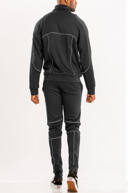 3M Reflective Pipe Track Set | Men's Streetwear Tracksuit | Reflective Jogger Outfit