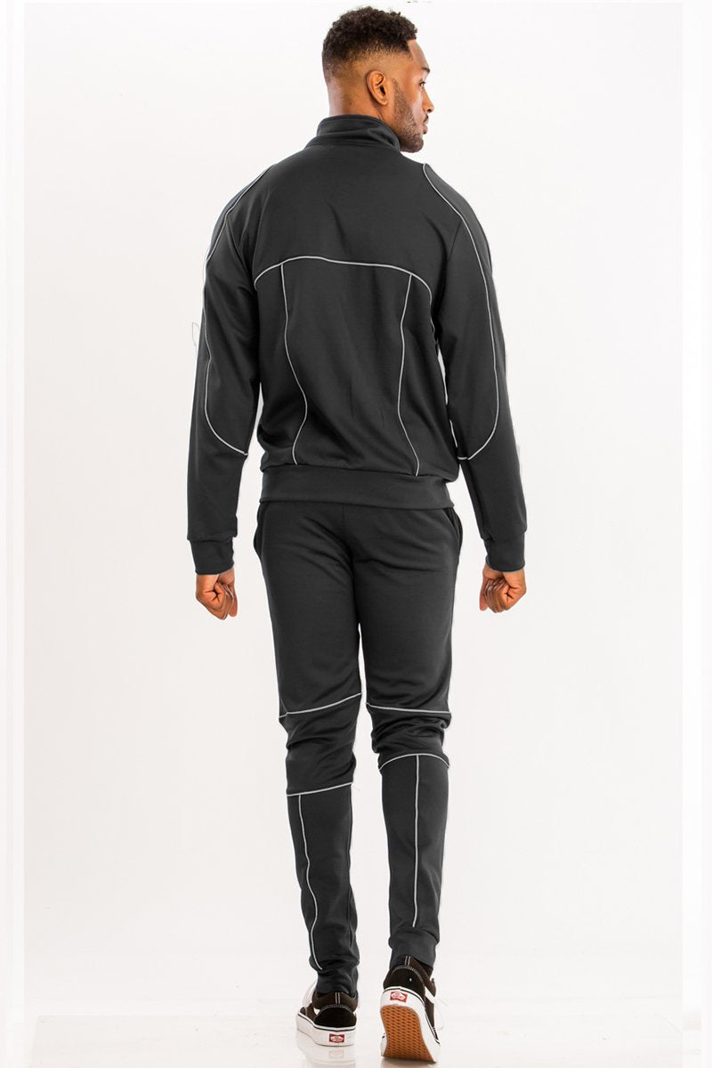 3M Reflective Pipe Track Set | Men's Streetwear Tracksuit | Reflective Jogger Outfit