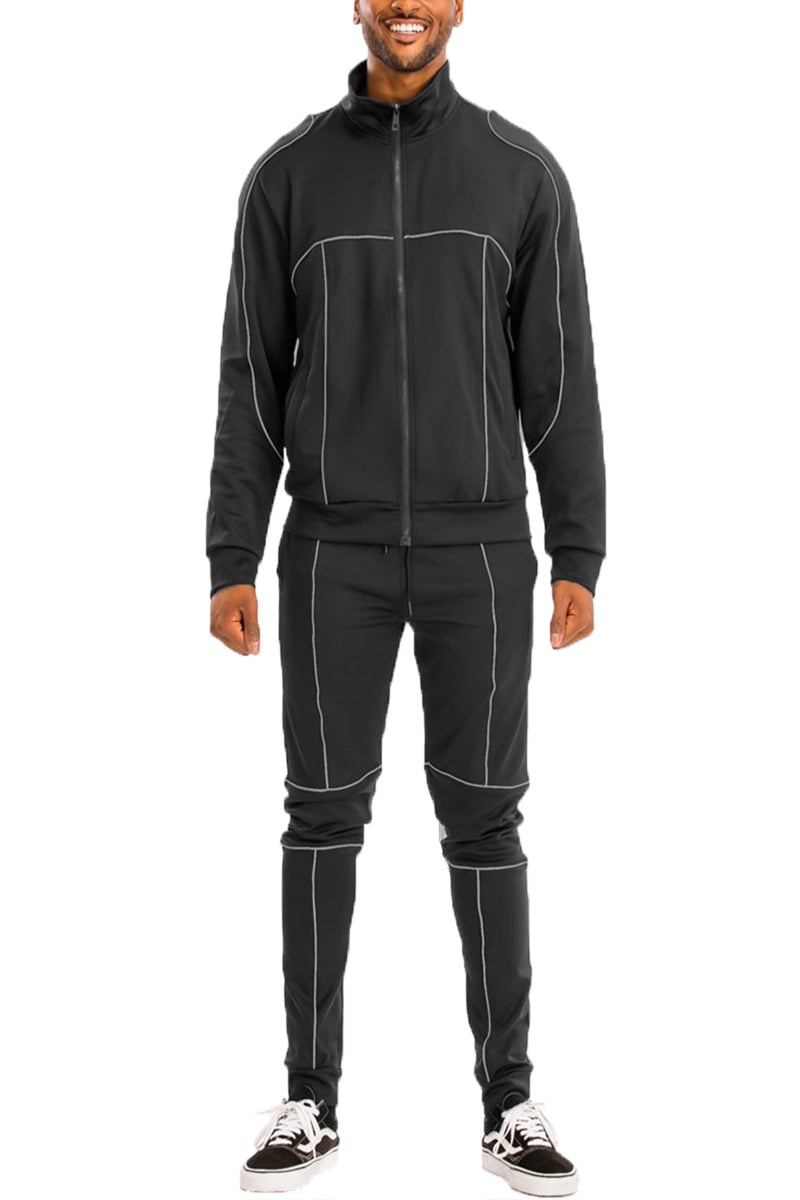 3M Reflective Pipe Track Set | Men's Streetwear Tracksuit | Reflective Jogger Outfit