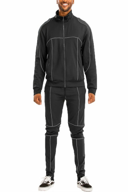 3M Reflective Pipe Track Set | Men's Streetwear Tracksuit | Reflective Jogger Outfit