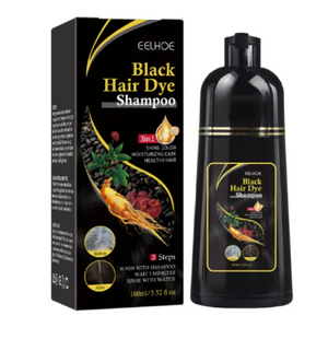￼ Bablabear 3 in 1 Black Hair Dye Shampoo - Herbal Ingredients Can cover gray hairs, Contains Ginseng Extract, Natural Haircoloring, Plant Hair Care