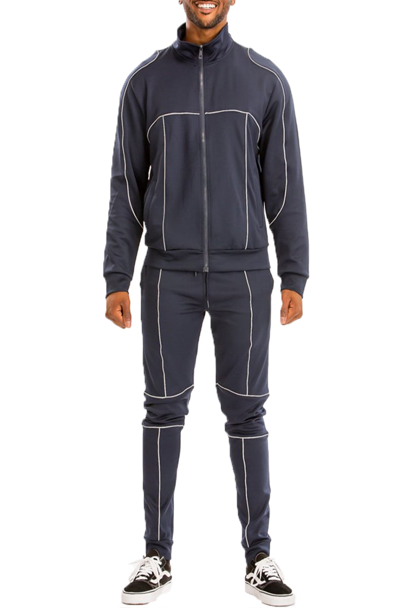 3M Reflective Pipe Track Set | Men's Streetwear Tracksuit | Reflective Jogger Outfit